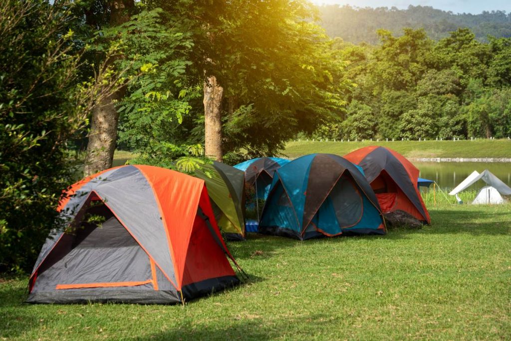 tents setup at Lake Fort Smith